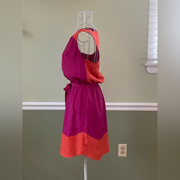 Color block sleeveless belted a line dress XS cinch waist maxi - Picture 3 of 4